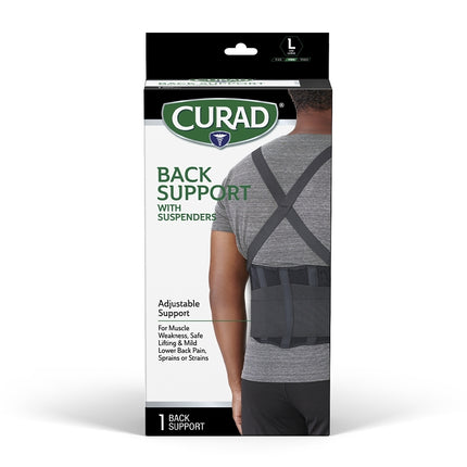 Curad ORT22200LD Back Support with Suspenders, L, Fits to Waist Size: 34 to 38 in, Hook and Loop :CD 1: QUANTITY: 1