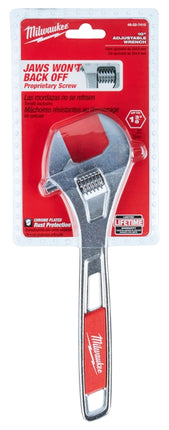 Milwaukee 48-22-7410 Adjustable Wrench, 10 in OAL, 1-3/8 in Jaw, Steel, Chrome, Ergonomic Handle :CD: QUANTITY: 1