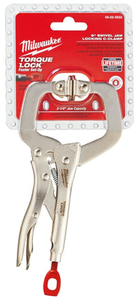 Milwaukee Torque Lock 48-22-3522 Locking C-Clamp, 2-15/64 in Max Opening Size, 2-1/4 in D Throat, Alloy Steel Body :EA: QUANTITY: 1