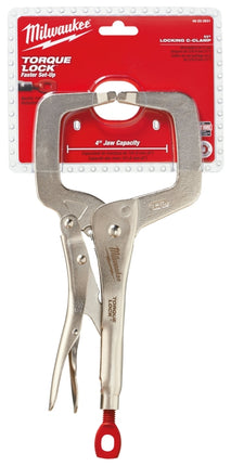 Milwaukee Torque Lock 48-22-3531 Locking C-Clamp, 4 in Max Opening Size, 4 in D Throat, Alloy Steel Body, Silver Body :EA: QUANTITY: 1