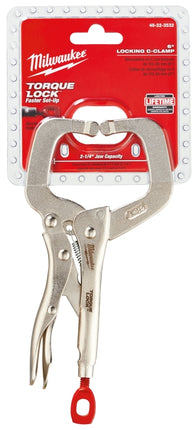 Milwaukee Torque Lock 48-22-3532 Locking C-Clamp, 2 in Max Opening Size, 2-1/4 in D Throat, Alloy Steel Body :EA: QUANTITY: 1