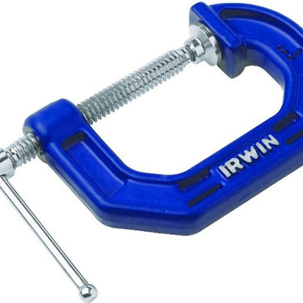 Irwin 225103ZR C-Clamp, 3 in Max Opening Size, 2-1/4 in D Throat, Cast Iron Body, Blue Body :EA: QUANTITY: 1