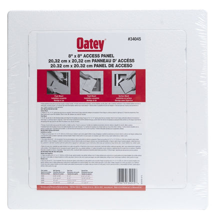 Oatey 34045 Access Panel, 8 in L, 8 in W, ABS, White :EA: QUANTITY: 1