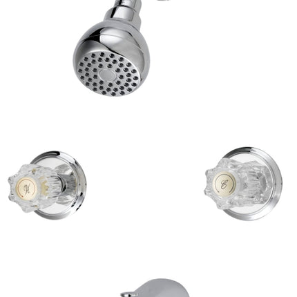 Boston Harbor Tub and Shower Faucet, 2-Handle, Fixed Mount Showerhead, 1.75 GPM Showerhead, 1 Spray Settings :EA: QUANTITY: 1