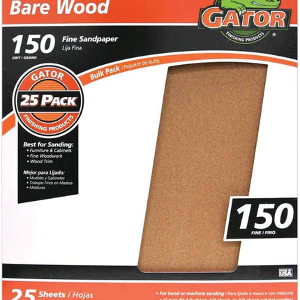 Gator 3274 Sanding Sheet, 11 in L, 9 in W, 150 Grit, Garnet Abrasive :EA: QUANTITY: 25