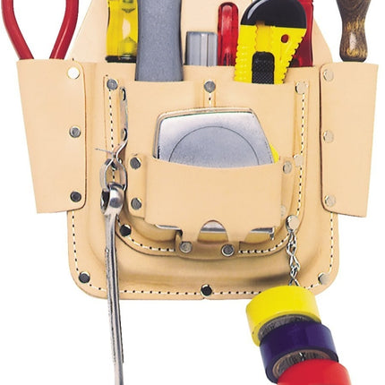 CLC Tool Works Series W438 Tool Pouch, 6-Pocket, Leather, Tan, 12 in W, 20 in H :EA: QUANTITY: 1