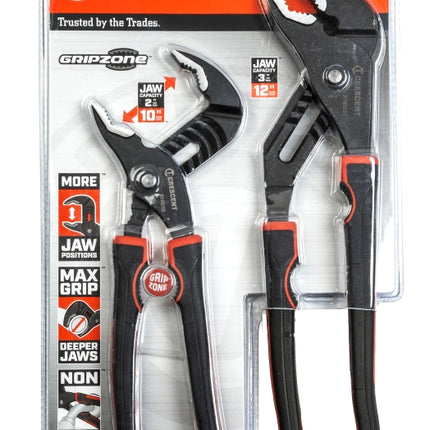 Crescent RT400SGSET2 Tongue and Groove Plier Set, Rubber/Steel, Black-Oxide :EA: QUANTITY: 1