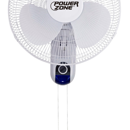 PowerZone HF-40W Wall-Mount Fan, 120 V, 16 in Dia Blade, 3-Blade, 3-Speed, White :EA: QUANTITY: 1