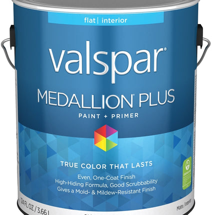 Valspar Medallion Plus 2100 028.0021003.007 Latex Paint, Acrylic Base, Flat Sheen, Tint Base, 1 gal, Plastic Can :GAL: QUANTITY: 4