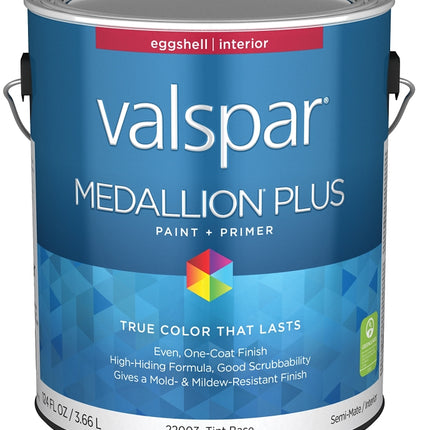 Valspar Medallion Plus 2200 028.0022003.007 Latex Paint, Acrylic Base, Eggshell Sheen, Tint Base, 1 gal :GAL: QUANTITY: 4