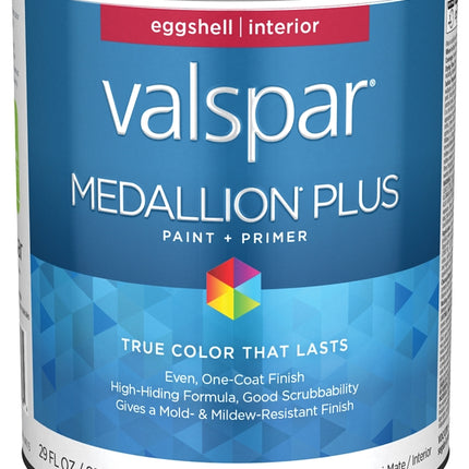 Valspar Medallion Plus 2200 028.0022004.005 Latex Paint, Acrylic Base, Eggshell Sheen, Clear Base, 1 qt :QUART: QUANTITY: 1