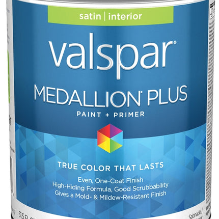 Valspar Medallion Plus 2300 028.0023002.005 Latex Paint, Acrylic Base, Satin Sheen, Ultra White Base, 1 qt :QUART: QUANTITY: 1