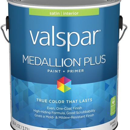 Valspar Medallion Plus 2300 028.0023002.007 Latex Paint, Acrylic Base, Satin Sheen, Ultra White Base, 1 gal, Can :GAL: QUANTITY: 4