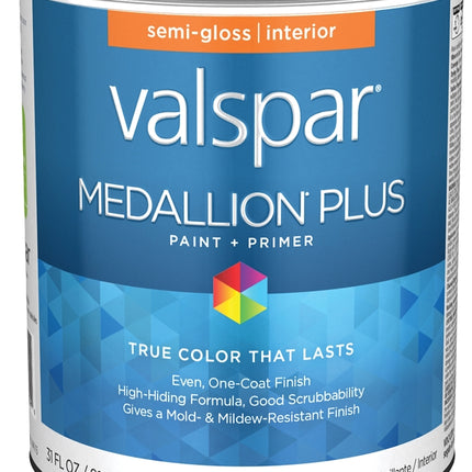 Valspar Medallion Plus 2700 028.0024003.005 Latex Paint, Acrylic Base, Semi-Gloss Sheen, Tint Base, 1 qt :QUART: QUANTITY: 1