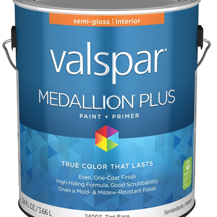 Valspar Medallion Plus 2700 028.0024003.007 Latex Paint, Acrylic Base, Semi-Gloss Sheen, Tint Base, 1 gal :GAL: QUANTITY: 4