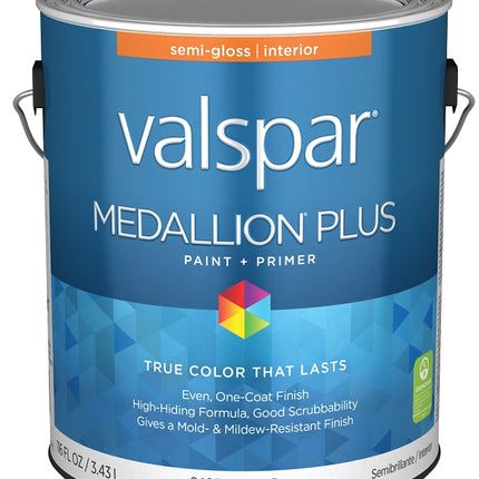 Valspar Medallion Plus 2700 028.0024004.007 Latex Paint, Acrylic Base, Semi-Gloss Sheen, Clear Base, 1 gal :GAL: QUANTITY: 4