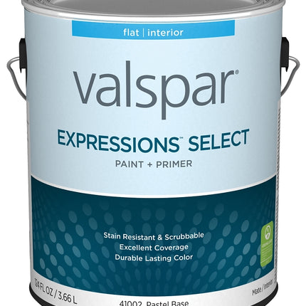 Valspar Expressions Select 4100 028.0041002.007 Latex Paint, Acrylic Base, Flat Sheen, Pastel Base, 1 gal :GAL: QUANTITY: 4