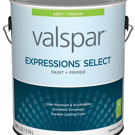 Valspar Expressions Select 4200 028.0042000.007 Latex Paint, Acrylic Base, Satin Sheen, White Base, 1 gal :GAL: QUANTITY: 4