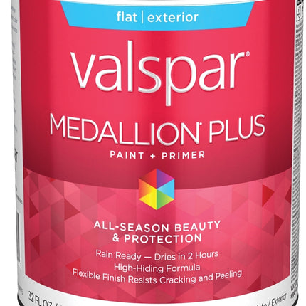 Valspar Medallion Plus 2500 028.0025000.005 Latex Paint, Acrylic Base, Flat Sheen, White Base, 1 qt, Plastic Can :QUART: QUANTITY: 4