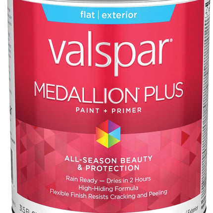 Valspar Medallion Plus 2500 028.0025002.005 Latex Paint, Acrylic Base, Flat Sheen, Pastel Base, 1 qt, Plastic Can :QUART: QUANTITY: 1