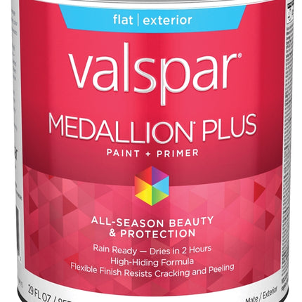 Valspar Medallion Plus 2500 028.0025004.005 Latex Paint, Acrylic Base, Flat Sheen, Clear Base, 1 qt, Plastic Can :QUART: QUANTITY: 1