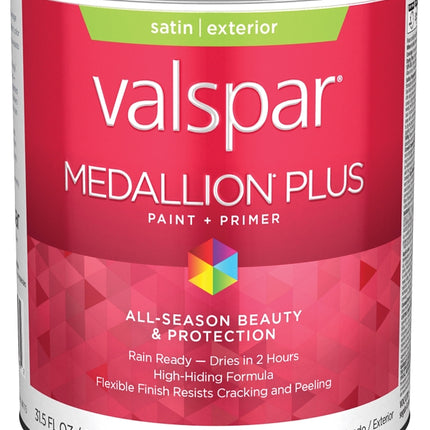 Valspar Medallion Plus 2600 028.0026002.005 Latex Paint, Acrylic Base, Satin Sheen, Pastel Base, 1 qt, Plastic Can :QUART: QUANTITY: 1