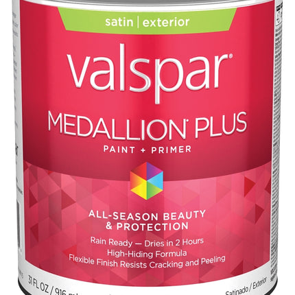 Valspar Medallion Plus 2600 028.0026003.005 Latex Paint, Acrylic Base, Satin Sheen, Tint Base, 1 qt, Plastic Can :QUART: QUANTITY: 1