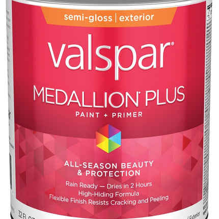 Valspar Medallion Plus 2600 028.0027000.005 Latex Paint, Acrylic Base, Semi-Gloss Sheen, White Base, 1 qt :QUART: QUANTITY: 1