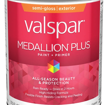 Valspar Medallion Plus 2600 028.0027002.005 Latex Paint, Acrylic Base, Semi-Gloss Sheen, Pastel Base, 1 qt :QUART: QUANTITY: 1