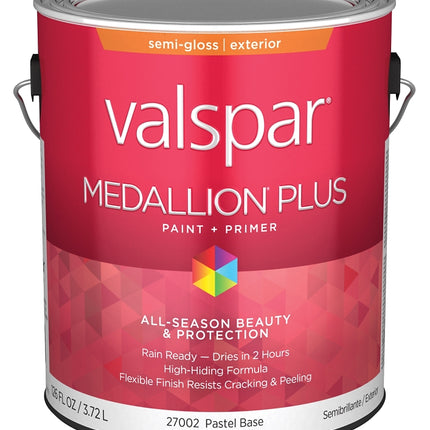 Valspar Medallion Plus 2600 028.0027002.007 Latex Paint, Acrylic Base, Semi-Gloss Sheen, Pastel Base, 1 gal :GAL: QUANTITY: 4