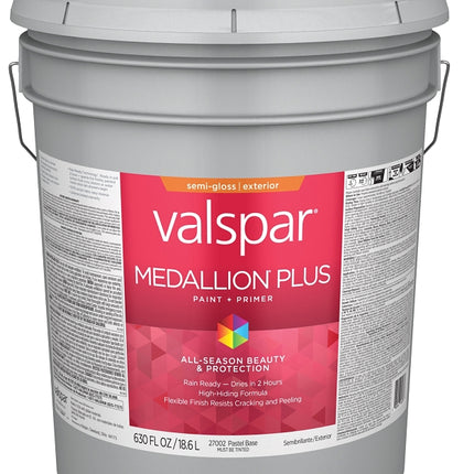 Valspar Medallion Plus 2600 028.0027002.008 Latex Paint, Acrylic Base, Semi-Gloss Sheen, Pastel Base, 5 gal :PAIL: QUANTITY: 1