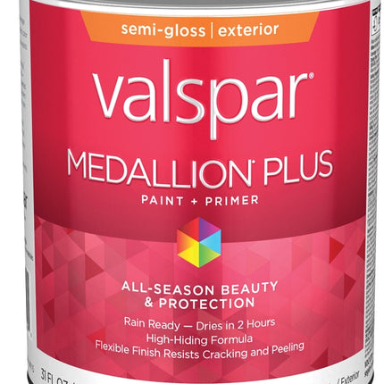 Valspar Medallion Plus 2600 028.0027003.005 Latex Paint, Acrylic Base, Semi-Gloss Sheen, Tint Base, 1 qt :QUART: QUANTITY: 1