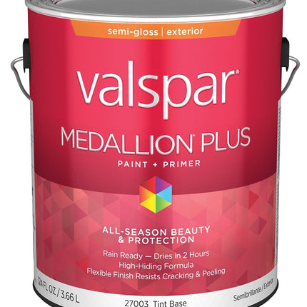 Valspar Medallion Plus 2600 028.0027003.007 Latex Paint, Acrylic Base, Semi-Gloss Sheen, Tint Base, 1 gal :GAL: QUANTITY: 4