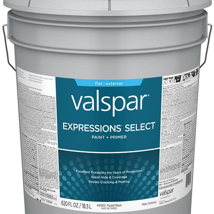 Valspar Expressions Select 4400 028.0044002.008 Latex Paint, Acrylic Base, Flat, Pastel Base, 5 gal :PAIL: QUANTITY: 1