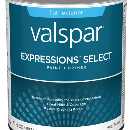 Valspar Expressions Select 4400 028.0044003.005 Latex Paint, Acrylic Base, Flat, Tint Base, 1 qt, Plastic Can :QUART: QUANTITY: 1