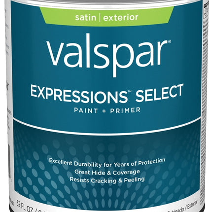 Valspar Expressions Select 4500 028.0045000.005 Latex Paint, Acrylic Base, Satin, White Base, 1 qt :QUART: QUANTITY: 1