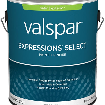 Valspar Expressions Select 4500 028.0045000.007 Latex Paint, Acrylic Base, Satin Sheen, White Base, 1 gal :GAL: QUANTITY: 4