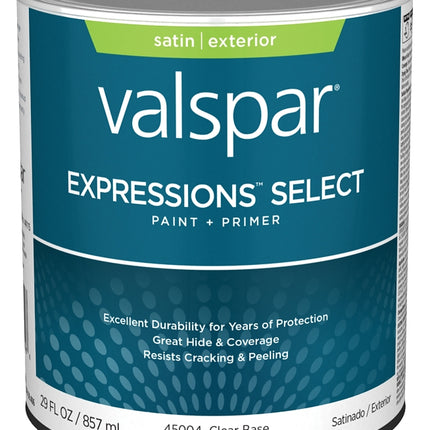 Valspar Expressions Select 4500 028.0045004.005 Latex Paint, Acrylic Base, Satin Sheen, Clear Base, 1 qt :QUART: QUANTITY: 1