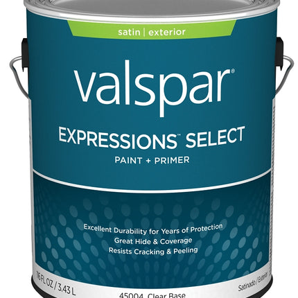 Valspar Expressions Select 4500 028.0045004.007 Latex Paint, Acrylic Base, Satin Sheen, Clear Base, 1 gal :GAL: QUANTITY: 4