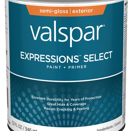 Valspar Expressions Select 4600 028.0046000.005 Latex Paint, Acrylic Base, Semi-Gloss, White Base, 1 qt :QUART: QUANTITY: 1