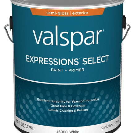 Valspar Expressions Select 4600 028.0046000.007 Latex Paint, Acrylic Base, Semi-Gloss Sheen, White Base, 1 gal :GAL: QUANTITY: 4