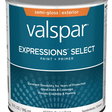 Valspar Expressions Select 4600 028.0046002.005 Latex Paint, Acrylic Base, Semi-Gloss Sheen, Pastel Base, 1 qt :QUART: QUANTITY: 1