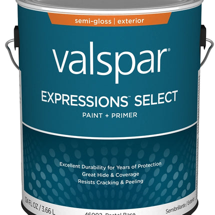 Valspar Expressions Select 4600 028.0046002.007 Latex Paint, Acrylic Base, Semi-Gloss Sheen, Pastel Base, 1 gal :GAL: QUANTITY: 4