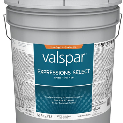 Valspar Expressions Select 4600 028.0046002.008 Latex Paint, Acrylic Base, Semi-Gloss, Pastel Base, 5 gal :PAIL: QUANTITY: 1