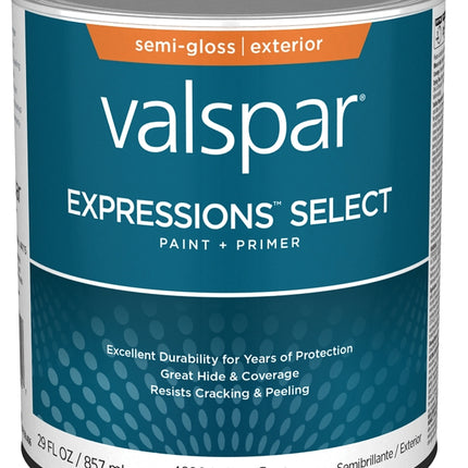 Valspar Expressions Select 4600 028.0046004.005 Latex Paint, Acrylic Base, Semi-Gloss, Clear Base, 1 qt :QUART: QUANTITY: 1