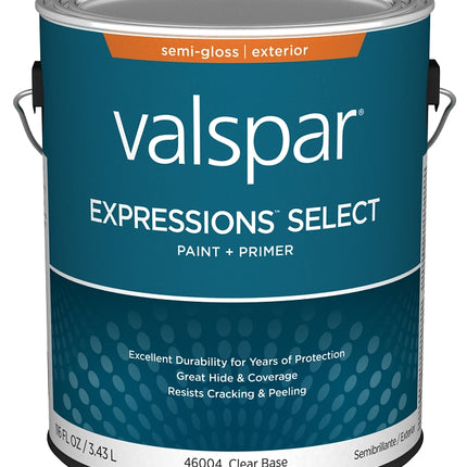 Valspar Expressions Select 4600 028.0046004.007 Latex Paint, Acrylic Base, Semi-Gloss Sheen, Clear Base, 1 gal :GAL: QUANTITY: 4