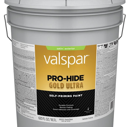 Valspar Pro-Hide Gold Ultra 6600 028.0066002.008 Latex Paint, Acrylic Base, Satin Sheen, Pastel Base, 5 gal :PAIL: QUANTITY: 1