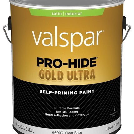 Valspar Pro-Hide Gold Ultra 6600 028.0066003.007 Latex Paint, Acrylic Base, Satin Sheen, Clear Base, 1 gal :GAL: QUANTITY: 4