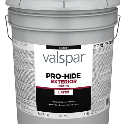 Valspar PRO-HIDE 91314 Series 028.0091314.008 Exterior Primer, White, 5 gal, Pail :PAIL: QUANTITY: 1