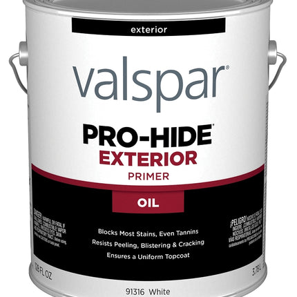 Valspar Pro-Hide 91316 028.0091316.007 Exterior Oil Primer, White, 1 gal, Metal Pail :GAL: QUANTITY: 4